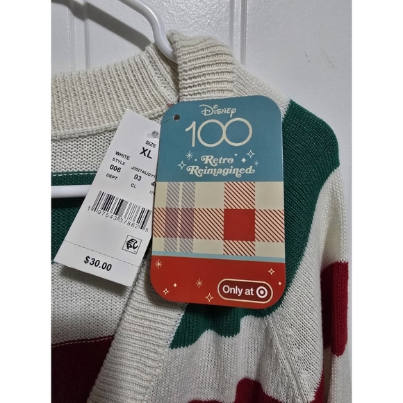 Disney 100 Years Womens MICKEY striped Sweater Cardigan XL New NWT Button Up - Picture 3 of 5